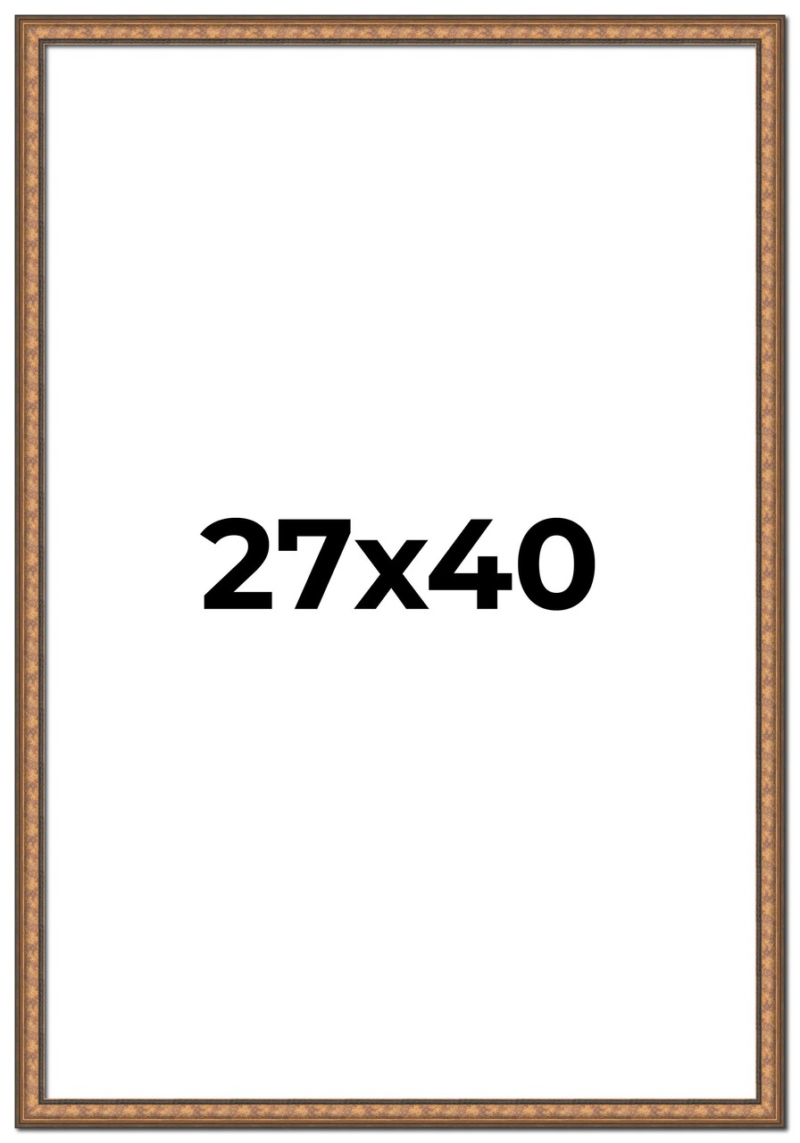 Slim Profile Gold Picture Frame - UV Acrylic, Foam Board Backing, Hanging Hardware